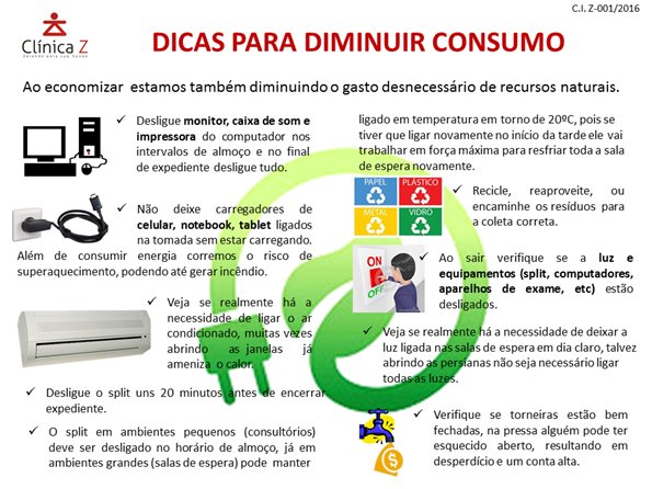 Dicas de uso consciente de recursos